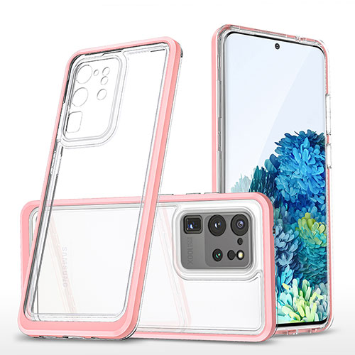 Silicone Transparent Mirror Frame Case Cover MQ1 for Samsung Galaxy S20 Ultra 5G Rose Gold