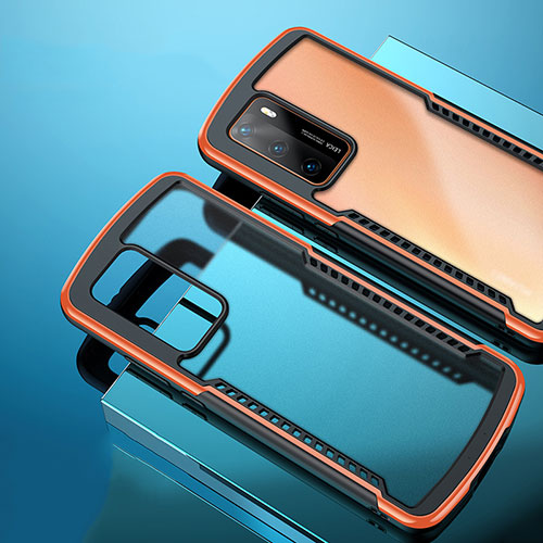 Silicone Transparent Mirror Frame Case Cover N01 for Huawei P40 Orange