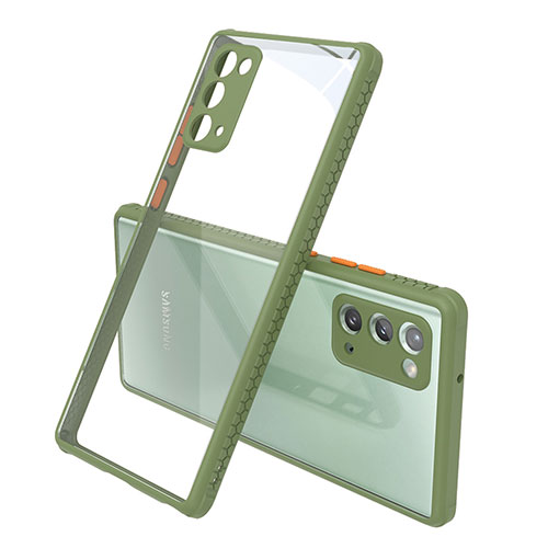Silicone Transparent Mirror Frame Case Cover N02 for Samsung Galaxy Note 20 5G Army green