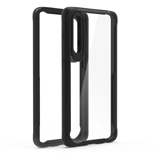 Silicone Transparent Mirror Frame Case Cover T02 for Huawei P30 Black