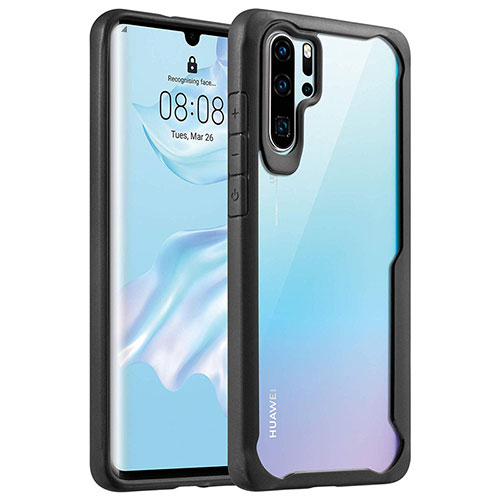 Silicone Transparent Mirror Frame Case Cover Z02 for Huawei P30 Pro Black