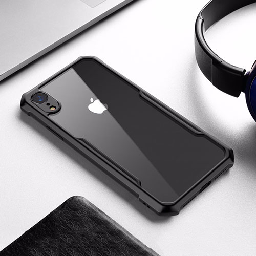 Silicone Transparent Mirror Frame Case for Apple iPhone XR Black