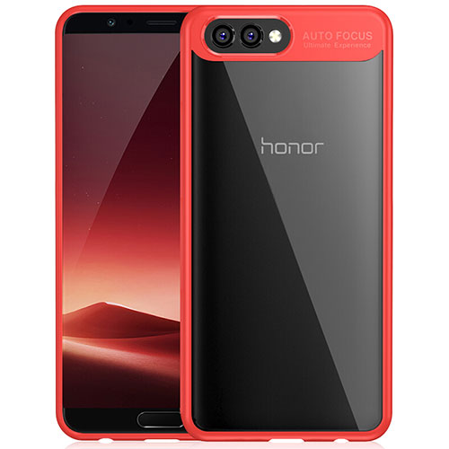 Silicone Transparent Mirror Frame Case for Huawei Honor V10 Red