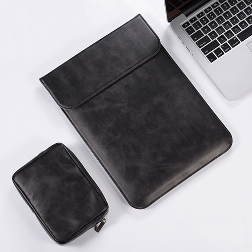 Sleeve Velvet Bag Leather Case Pocket for Apple MacBook Air 13.3 inch (2018) Black