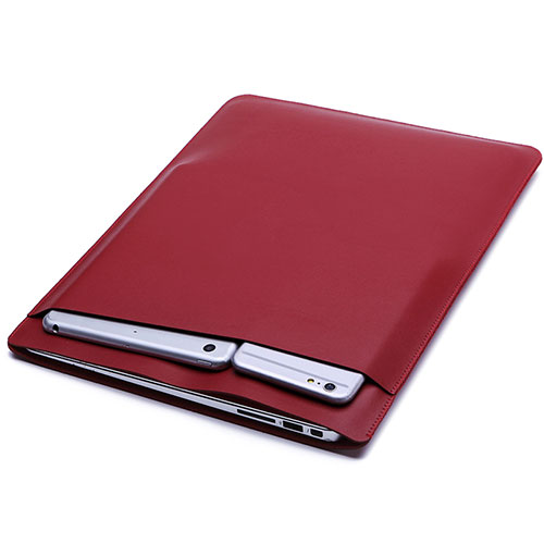 Sleeve Velvet Bag Leather Case Pocket L01 for Huawei Matebook D15 (2020) 15.6 Red Wine