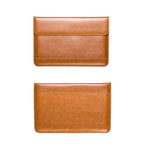 Sleeve Velvet Bag Leather Case Pocket L14 for Apple MacBook Pro 13 inch Brown