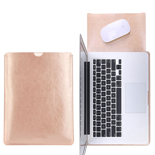 Sleeve Velvet Bag Leather Case Pocket L17 for Apple MacBook Pro 15 inch Gold