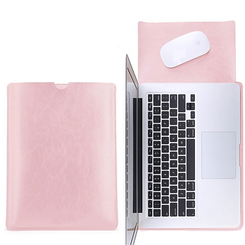 Sleeve Velvet Bag Leather Case Pocket L17 for Apple MacBook Pro 15 inch Pink