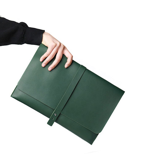 Sleeve Velvet Bag Leather Case Pocket L18 for Apple MacBook 12 inch Green