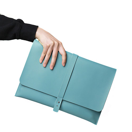 Sleeve Velvet Bag Leather Case Pocket L18 for Apple MacBook Air 13 inch (2020) Sky Blue