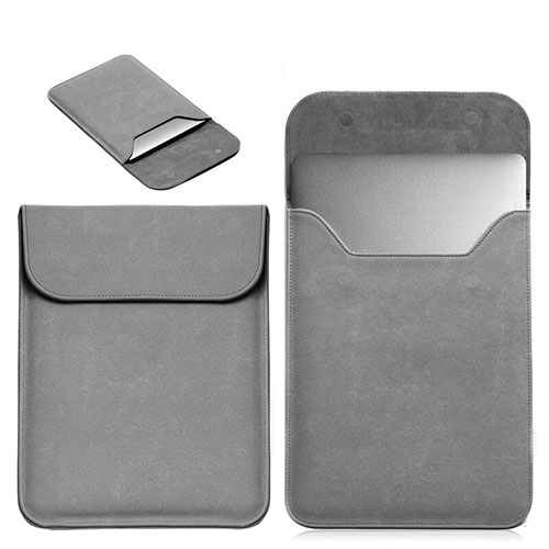 Sleeve Velvet Bag Leather Case Pocket L19 for Apple MacBook 12 inch Gray