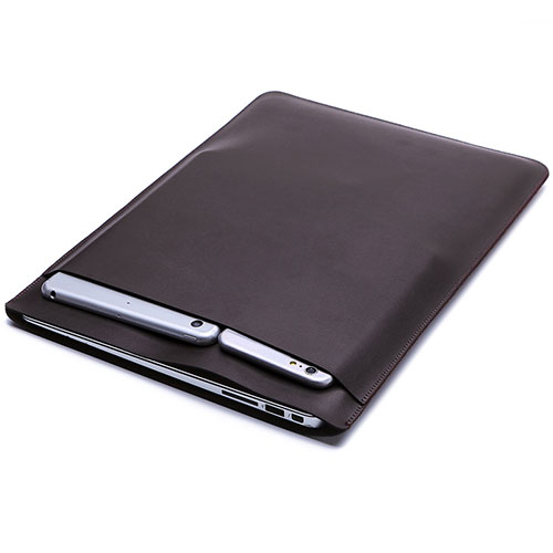 Sleeve Velvet Bag Leather Case Pocket L20 for Apple MacBook 12 inch Brown