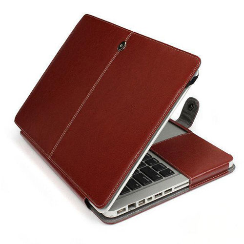 Sleeve Velvet Bag Leather Case Pocket L24 for Apple MacBook Air 13.3 inch (2018) Brown