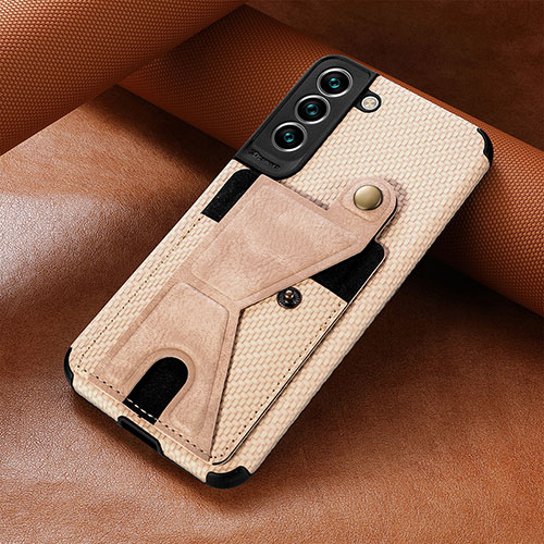 Soft Luxury Leather Snap On Case Cover A01D for Samsung Galaxy S21 Plus 5G Gold