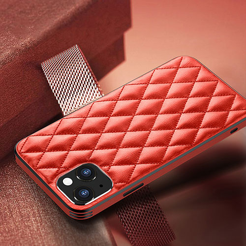 Soft Luxury Leather Snap On Case Cover A07 for Apple iPhone 13 Mini Red