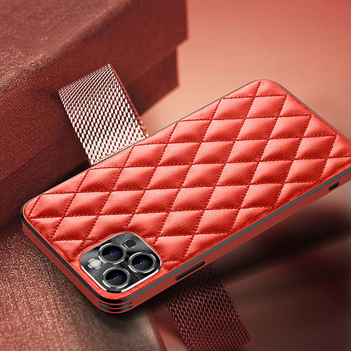 Soft Luxury Leather Snap On Case Cover A07 for Apple iPhone 13 Pro Red