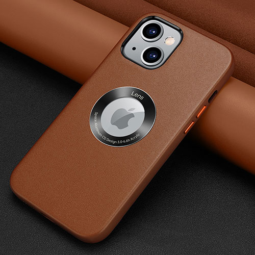 Soft Luxury Leather Snap On Case Cover A08 for Apple iPhone 14 Plus Brown