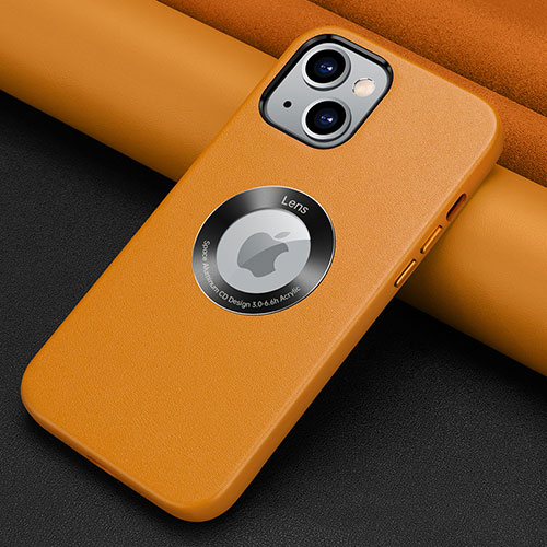 Soft Luxury Leather Snap On Case Cover A08 for Apple iPhone 14 Plus Orange