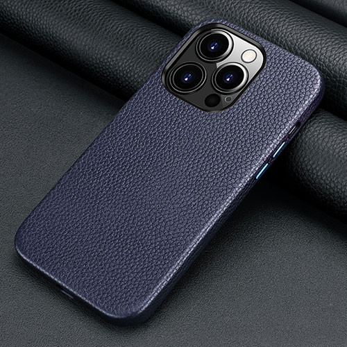 Soft Luxury Leather Snap On Case Cover A09 for Apple iPhone 13 Pro Blue