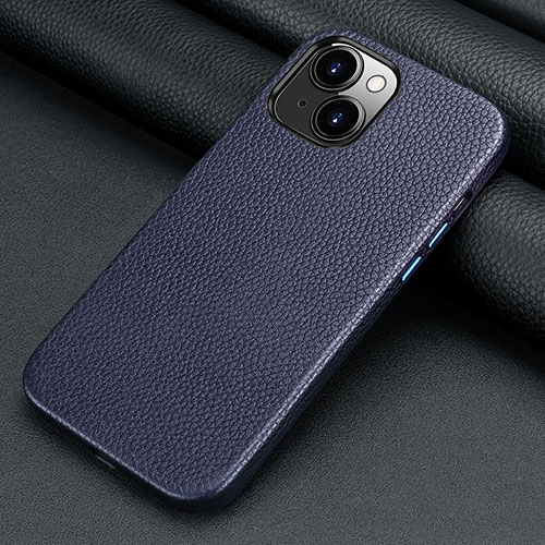 Soft Luxury Leather Snap On Case Cover A09 for Apple iPhone 14 Blue