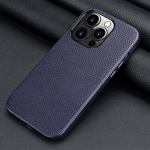 Soft Luxury Leather Snap On Case Cover A09 for Apple iPhone 14 Pro Blue