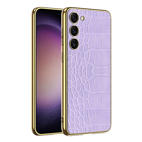 Soft Luxury Leather Snap On Case Cover AC2 for Samsung Galaxy S22 Plus 5G Purple