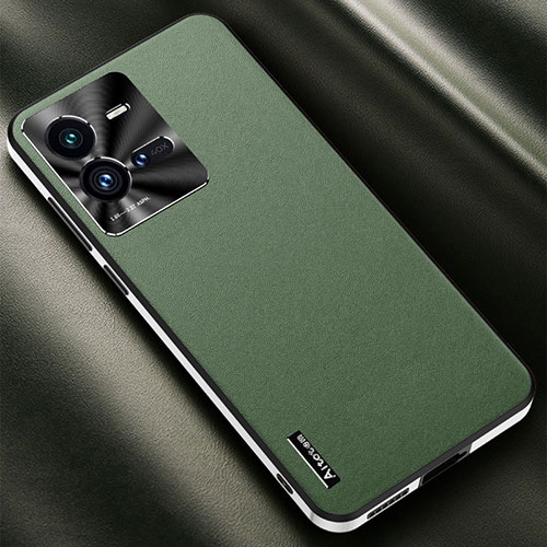 Soft Luxury Leather Snap On Case Cover AT2 for Vivo iQOO 10 Pro 5G Green
