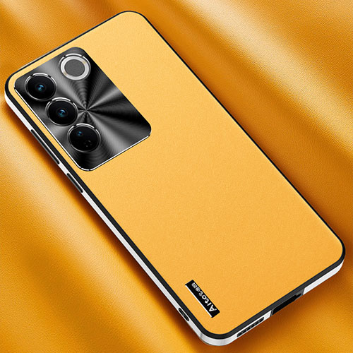 Soft Luxury Leather Snap On Case Cover AT2 for Vivo V27 5G Yellow