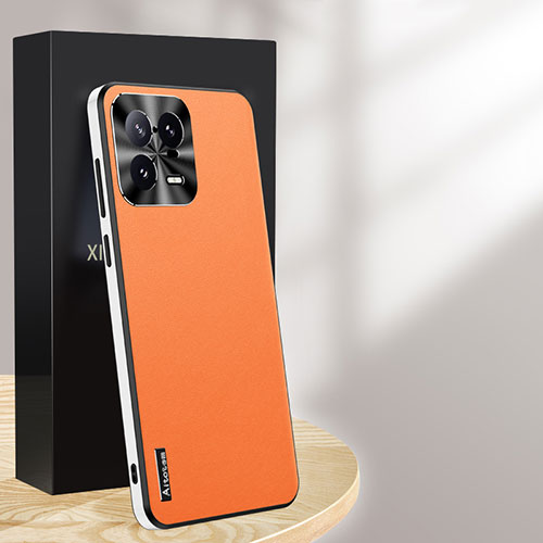 Soft Luxury Leather Snap On Case Cover AT3 for Xiaomi Mi 13 Pro 5G Orange