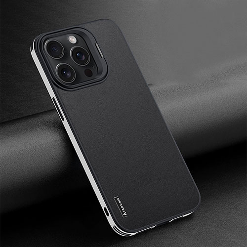 Soft Luxury Leather Snap On Case Cover AT4 for Apple iPhone 14 Pro Black