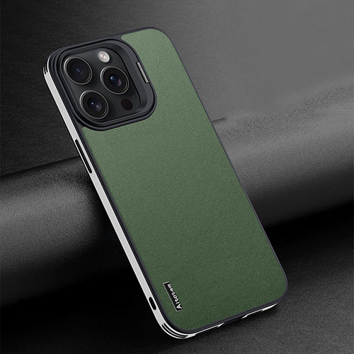 Soft Luxury Leather Snap On Case Cover AT4 for Apple iPhone 14 Pro Max Green