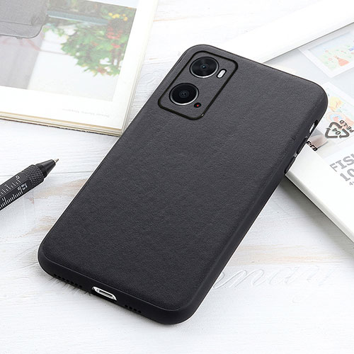 Soft Luxury Leather Snap On Case Cover B01H for Oppo A76 Black