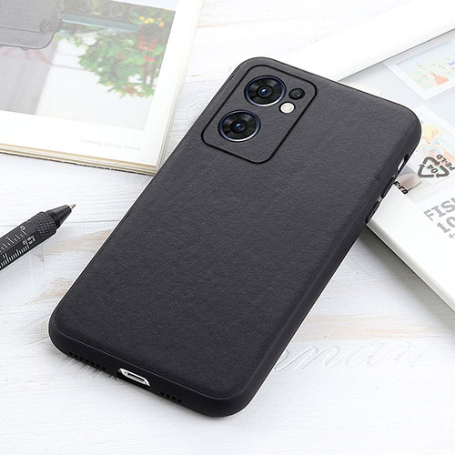 Soft Luxury Leather Snap On Case Cover B01H for Oppo Reno7 5G Black