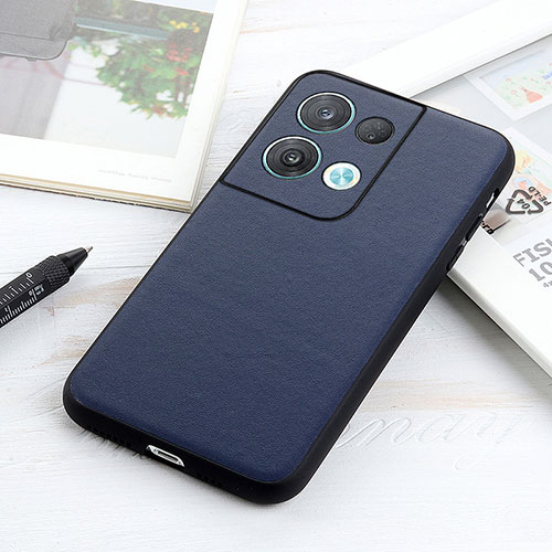 Soft Luxury Leather Snap On Case Cover B01H for Oppo Reno9 Pro+ Plus 5G Blue