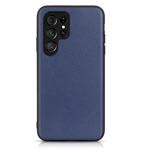 Soft Luxury Leather Snap On Case Cover B01H for Samsung Galaxy S22 Ultra 5G Blue
