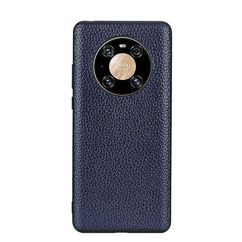 Soft Luxury Leather Snap On Case Cover B02H for Huawei Mate 40 Pro Blue