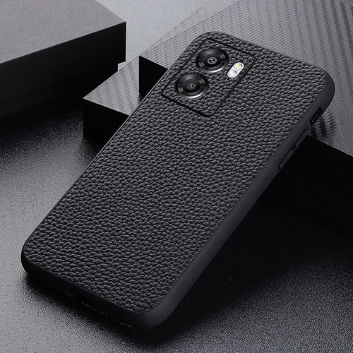 Soft Luxury Leather Snap On Case Cover B02H for Oppo A56S 5G Black