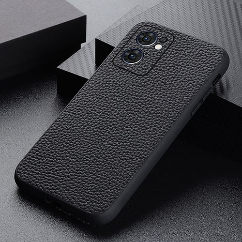 Soft Luxury Leather Snap On Case Cover B02H for Oppo Reno7 5G Black