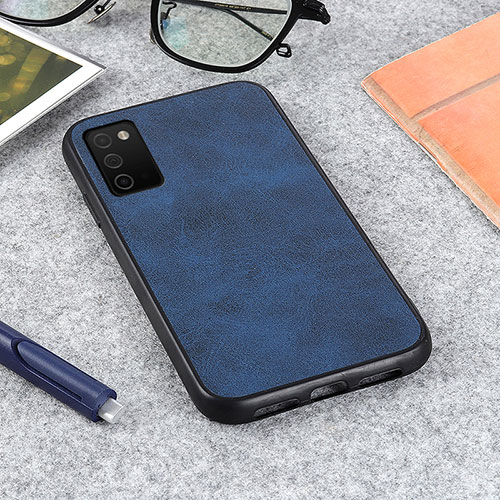 Soft Luxury Leather Snap On Case Cover B03H for Samsung Galaxy A02s Blue