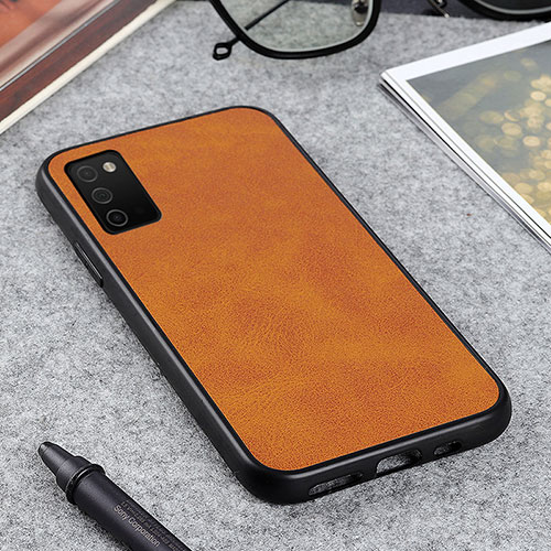 Soft Luxury Leather Snap On Case Cover B03H for Samsung Galaxy M02s Brown