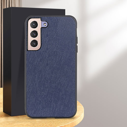 Soft Luxury Leather Snap On Case Cover B03H for Samsung Galaxy S25 5G Blue