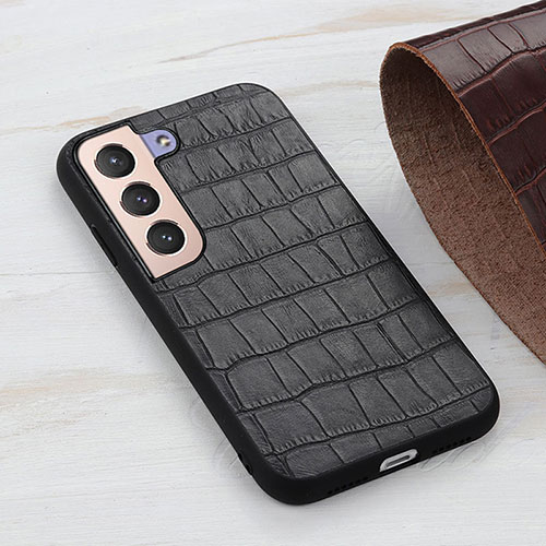 Soft Luxury Leather Snap On Case Cover B04H for Samsung Galaxy S25 Plus 5G Black