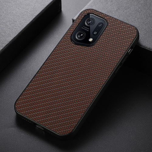 Soft Luxury Leather Snap On Case Cover B05H for Oppo Find X5 5G Brown