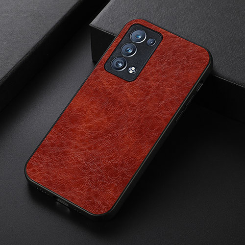 Soft Luxury Leather Snap On Case Cover B05H for Oppo Reno6 Pro 5G Brown