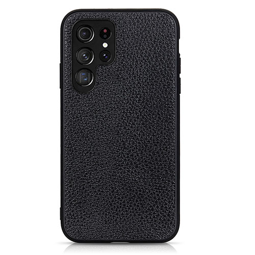 Soft Luxury Leather Snap On Case Cover B05H for Samsung Galaxy S23 Ultra 5G Black