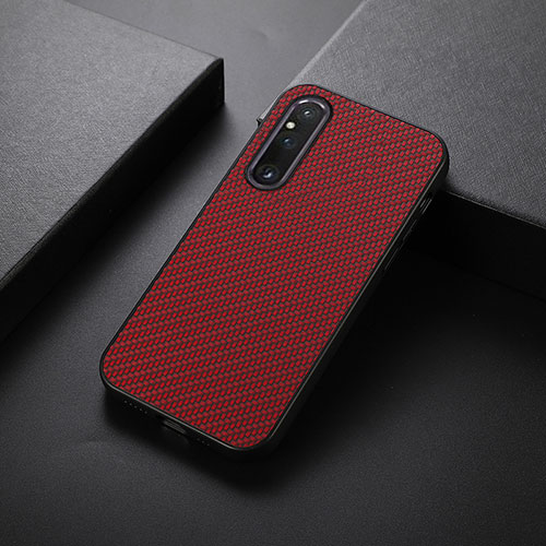 Soft Luxury Leather Snap On Case Cover B05H for Sony Xperia 1 V Red