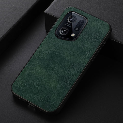 Soft Luxury Leather Snap On Case Cover B06H for Oppo Find X5 5G Green