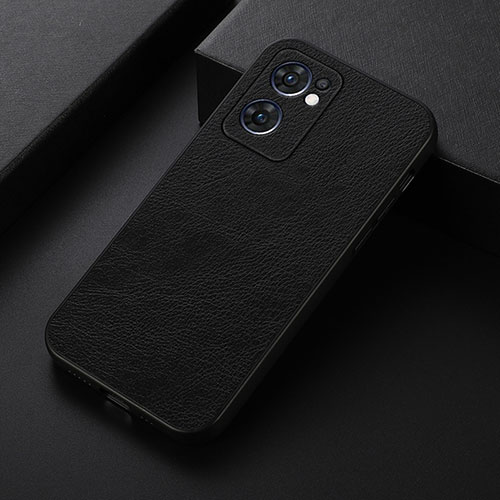 Soft Luxury Leather Snap On Case Cover B06H for Oppo Reno7 5G Black