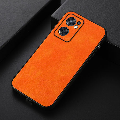 Soft Luxury Leather Snap On Case Cover B06H for Oppo Reno7 SE 5G Orange