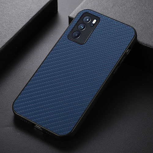 Soft Luxury Leather Snap On Case Cover B07H for Oppo Reno6 Pro 5G India Blue